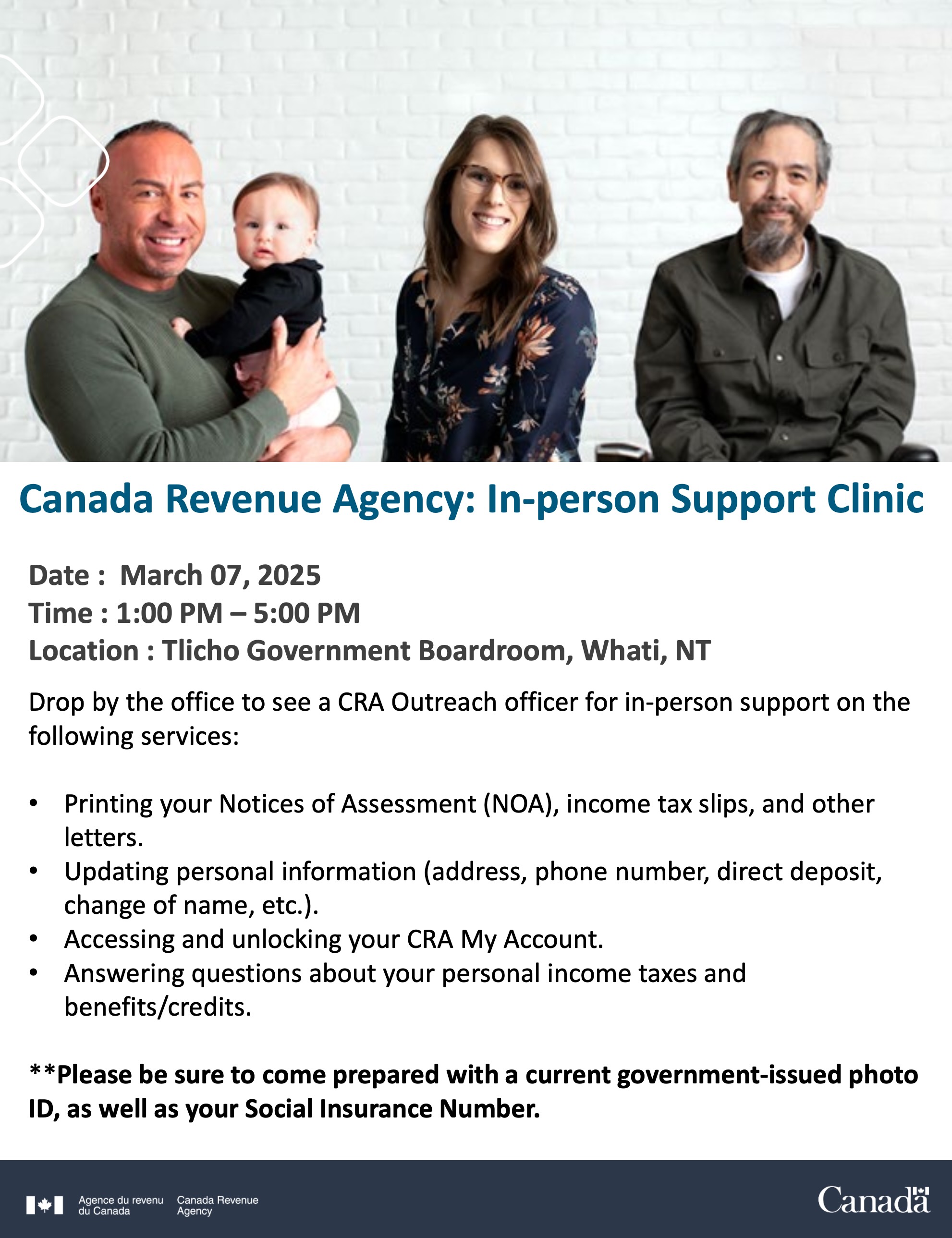 Canada Revenue Agency: In-person Support Clinic - Whatì