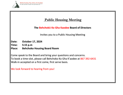 Behchokǫ̀ Housing Meeting