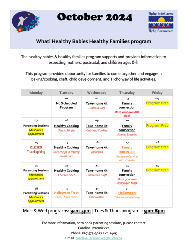 Whati October Health Families Program