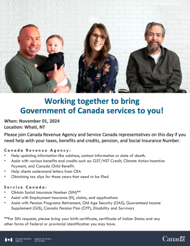 Canada Revenue Agency and Service Canada Whati Nov 1