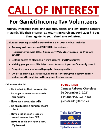 CALL OF INTEREST - GAMÈTÌ INCOME TAX VOLUNTEERS