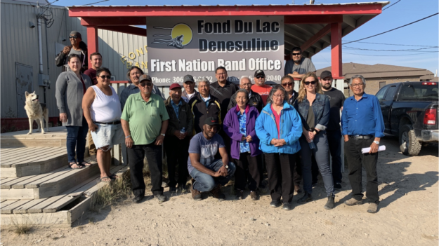 Pictured above: members of the Fon du Lac First Nation, Tłı̨chǫ Government, and the Saskatchewan Research Council in Fon du Lac, Saskatchewan.